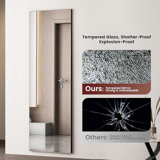 Kosmonia 71x28 Frameless Full Length Silver Coating Mirror w/Distortion Free - Image 7