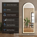 DUMOS Arched LED Full Length Floor Mirror, 3 Color Lighting, Hanging or Leaning - Image 2
