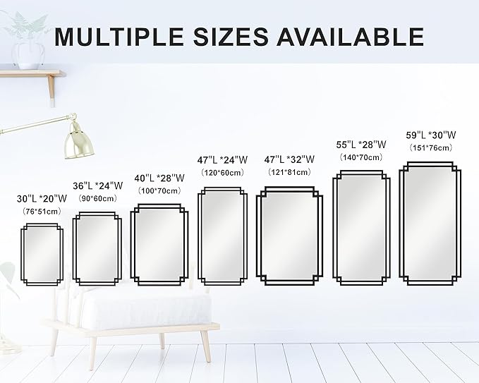 32" x 47" Large Wall Mirror for Living Room Decor, Horizontal/Vertical Hanging - Image 9
