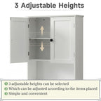 Bathroom Wall Cabinet, Over Toilet Storage Hanging Cabinet Adjustable Shelves - Image 5