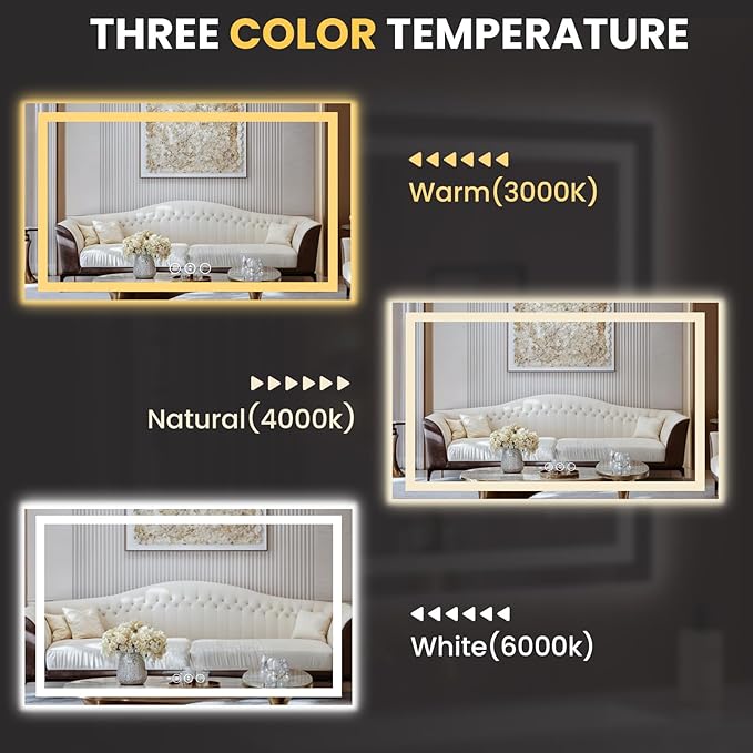 LOAAO 80"X40" LED Mirror for Bathroom, Lighted Bathroom Mirror - Image 5