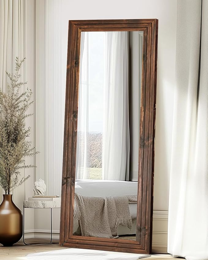Full Length Mirror 65"x24" Solid Wood Frame Floor Large Mirror - Image 6