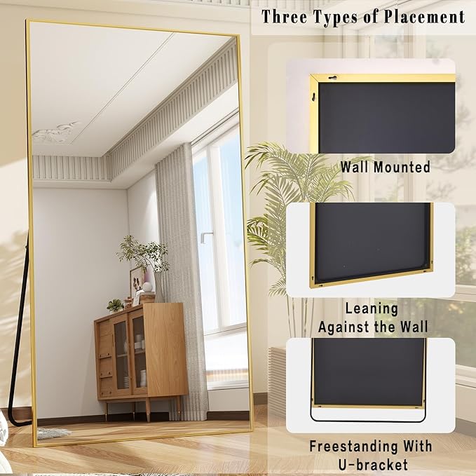 BEAUTYPEAK 76"x34" Rectangle Full Body Floor Mirrors, Full Length Mirror - Image 4