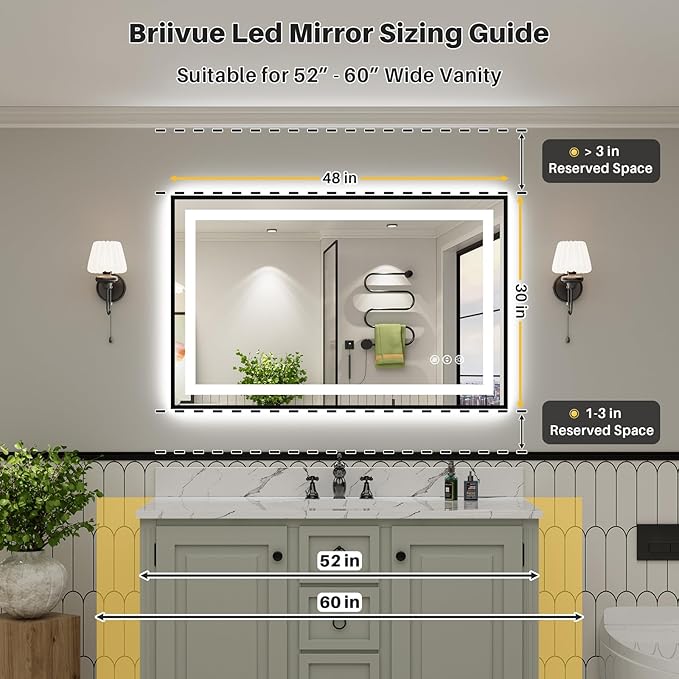 48x30 Inch LED Bathroom Mirror - Image 3