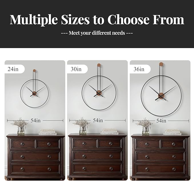 36 Inch Wall Clock Extra Large Minimalist Metal Clock - Image 6