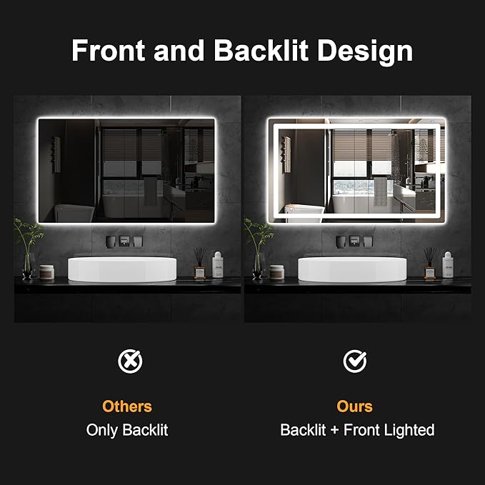 Led Mirror for Bathroom, 30x55 Bathroom Vanity Mirror for Wall - Image 4