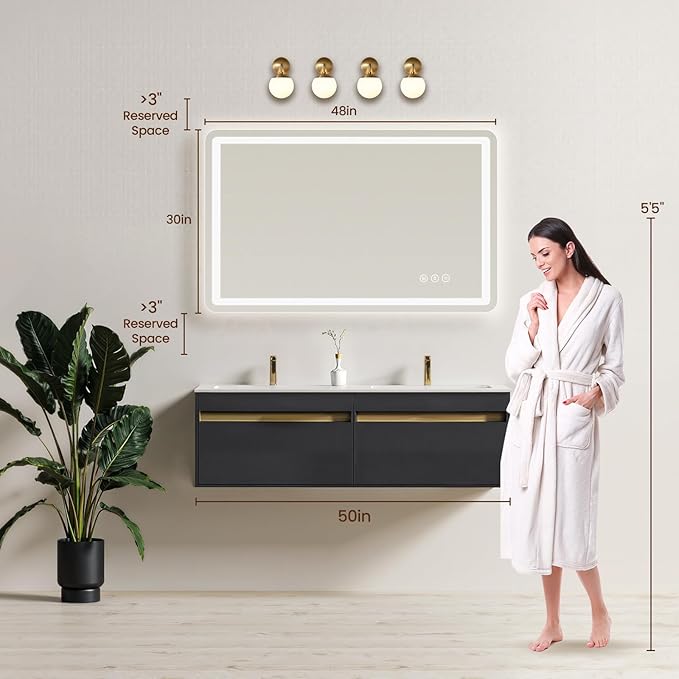 48" x 30" Led Bathroom Mirror - Image 2