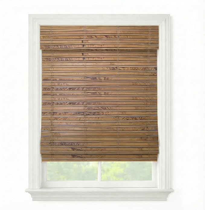 Cordless Woven Wood Roman Shades, 65W x 36H, Winthrop Camel, Sizes 20-72 Wide by FirstRateBlinds