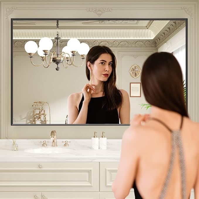 LOAAO Black Bathroom Mirror 60"X36" - Image 2