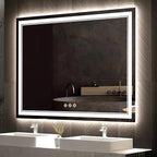 LED Mirror for Bathroom, 48x36 Inch Gradient Front and Backlit Bathroom Mirror by VanPokins-GlobalHighEndLEDBathroomMirrorBrand