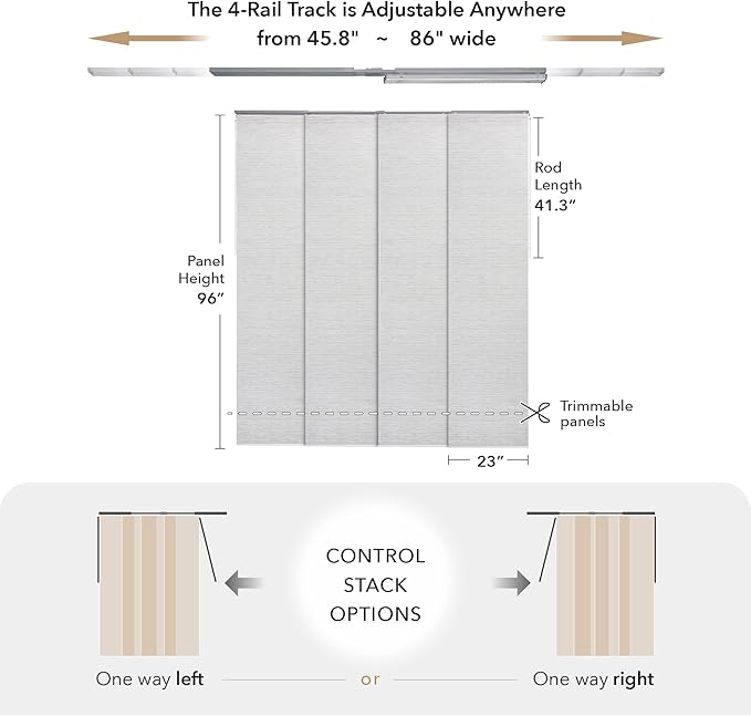 GoDear Design Adjustable Sliding Panel Track Blinds, Vertical Blinds, Room - Image 5