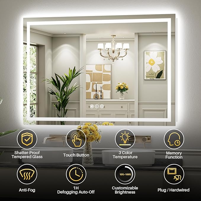 Briivue 88x38 Inch LED Bathroom Mirror - Image 2