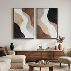 Large Framed Neutral Abstract Wall Art Set of 2 - Image 4