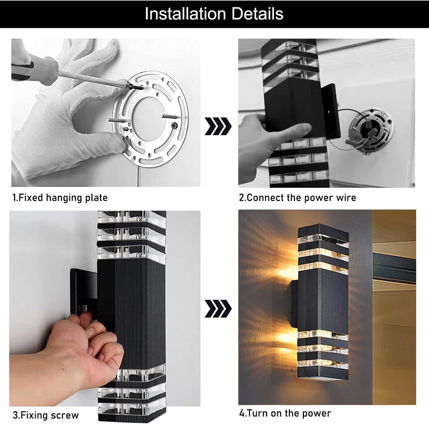 18inch LED Square Up & Down Wall Lights,24W Outdoor Wall Light 4000K Day White Aluminum Body Waterproof IP65 LED Exterior Light Fixtures Wall Mount for House Patio Garage Garden. (12 Pack)