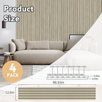 RITOLLO 4 Pack Wood Panels for Wall, 90.55"×12.6" Wood Slat Acoustic Panels for - Image 2