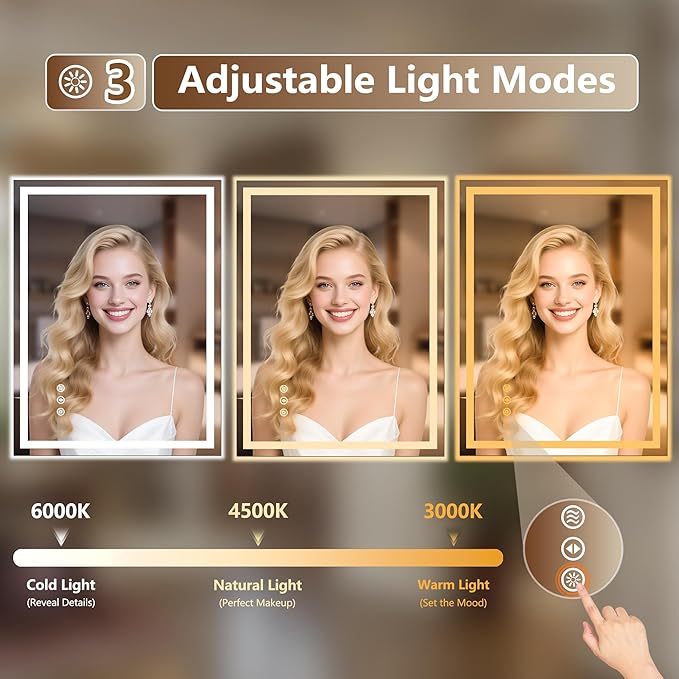 48x36 Inch LED Lighted Bathroom Mirror - Image 6