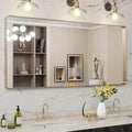 LOAAO 60”X28” Gold Bathroom Mirror, Rounded Rectangle Gold Frame Mirror by LOAAO