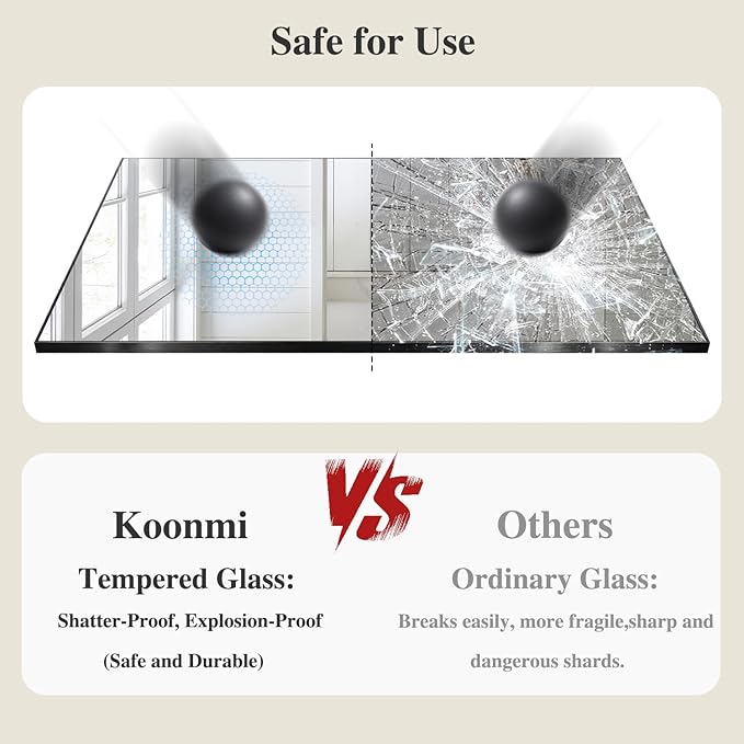 Koonmi Black Mirrors for Wall, 30x60 Inch Bathroom Mirror, Rectangular Wall - Image 5