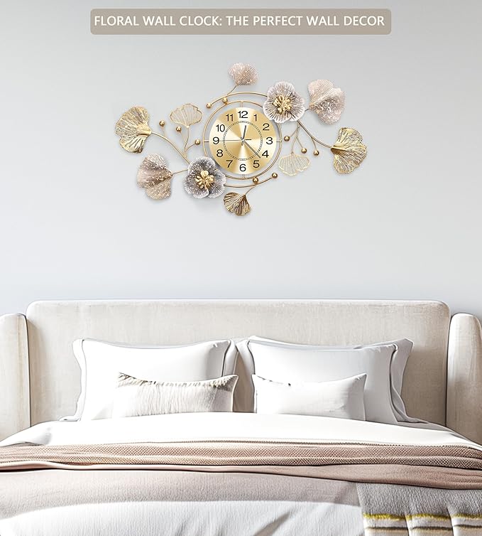 Clocks for Living Room, Large Wall Clock, 3D Silent Wall Clock, Retro Metal - Image 5