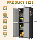 Garage Storage Cabinet with Wheels, Lockable Metal Storage Cabinet - Image 3