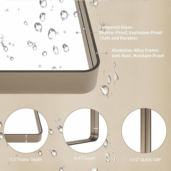 LOAAO 72”X32” Bronze Bathroom Mirrors - Image 5