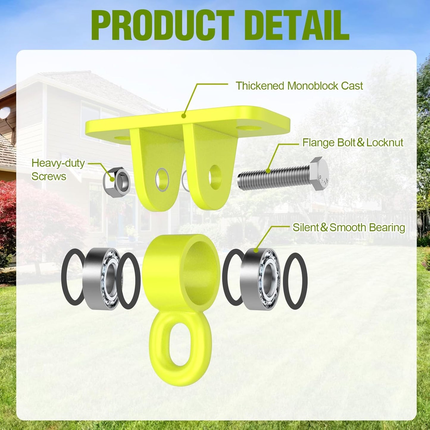 Heavy Duty Swing Hangers, Porch Swing Hanging Kit with Bearing Outdoor Playground Tree Indoor Ceiling Mount Hardware Brackets with Snap Hooks for Yoga Hammock Punching Bag Accessories 8PCS Yellow