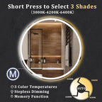 BEAUTYPEAK 30x30 LED Round Bathroom Mirror - Image 3