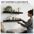 Homeforia Floating Black Shelf 42 inch, High End Solid Real Wood 42 inches Long - Image 7