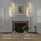 Battery Operated Wall Sconce Set of Two, Dimmable Modern LED Rechargeable Wall - Image 6