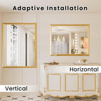 Amorho Bathroom Mirror, 40x36 Inch Golden Thick Metal Framed Wall Mirrors - Image 4