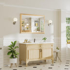 48x32 Inch Bathroom Mirror for Wall, Anti-Rust Oak Wood Grain Metal Framed - Image 3
