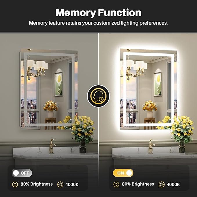 Briivue 28x36 Inch LED Bathroom Mirror - Image 6