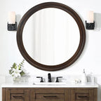 CULER Round Wall Mirrors 30 Inch, Wood Rustic Decorative Transitional Mirror - Image 9