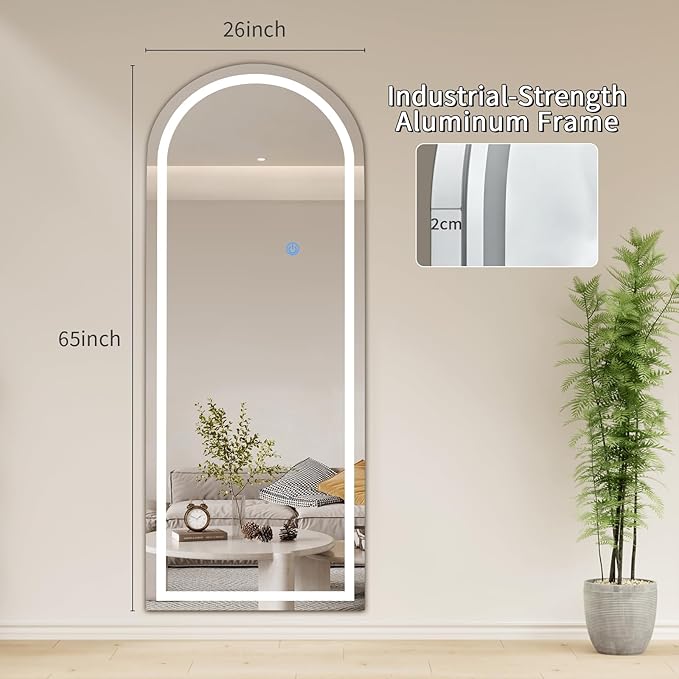 Koonmi Full Length Mirror with LED Lights 65"x26" with Dimming & 3 Color - Image 8