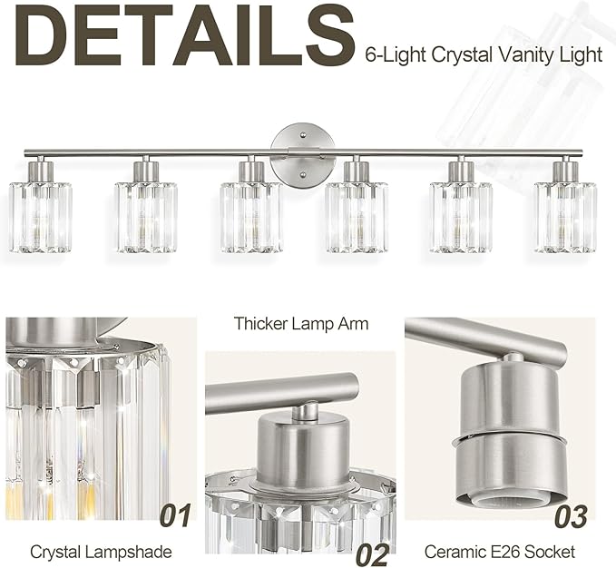Crystal Bathroom Light Fixtures, Bathroom Lighting Fixtures Over Mirror - Image 4