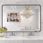 LOAAO 48X32 Inch Black Metal Framed Bathroom Mirror - Image 7