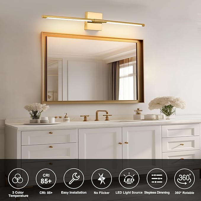 Morauroral 40″ Gold Battery Operated Wall Sconces Set of Two, Dimmable Wall - Image 2