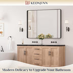 Keonjinn Black Bathroom Mirror for Over Sink, 48” x 36” Large Matte Black - Image 2