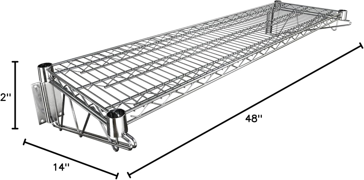 14" x 48" Chrome Wire Wall Mount Shelf