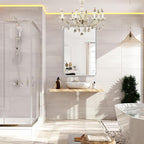 Brushed Nickel Bathroom Wall Mirror, Tempered Glass, Shatter Proof, Hangs - Image 2