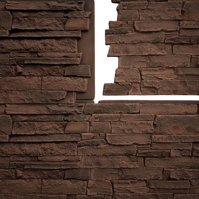 EverStone Acadia Ledge Faux Stone Panel, Weathered Brown Color - Image 11