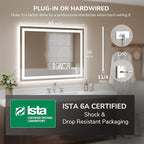 USHOWER LED Bathroom Mirror 48x36 Inch Tempered Glass - Image 7