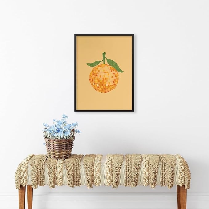 Retro Funky Orange Canvas Wall Art Fashion Disco Ball Aesthetic Posters 24X36 - Image 4