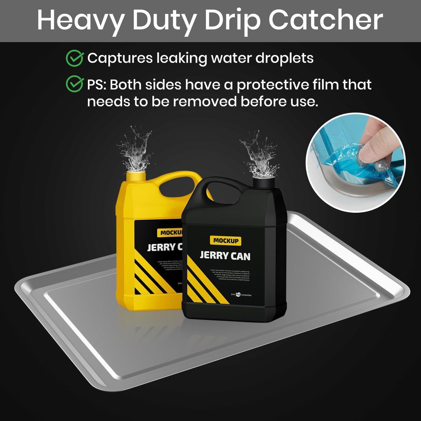 2 Pcs Under Car Oil Pans for Changing Oil, Motorcycle Automotive Oil Change Pan Silver Rust Resistant Drip Tray, Oil Catch Pan Replacement Tray for Garage Machinery Supplies (23.5 x 15.6 Inch)