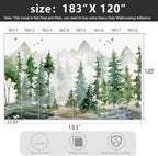 -Green Cartoon Pine Forest Nursery Fabric Wallpaper - Image 4