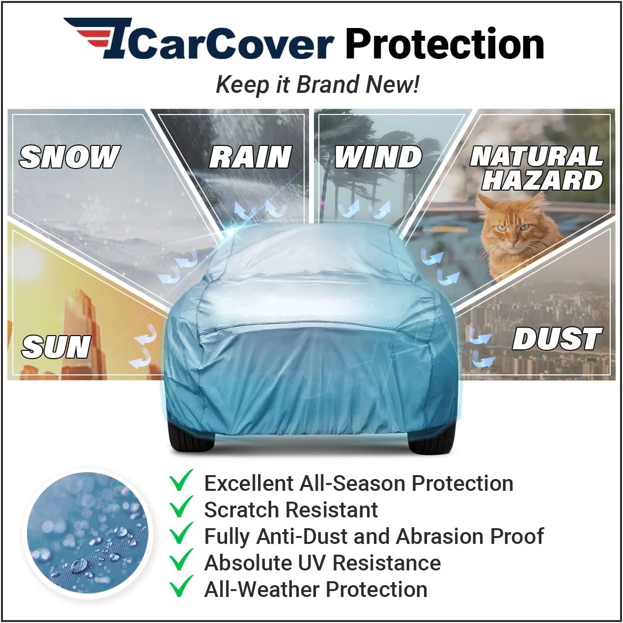 iCarCover Premium Car Cover for 1940-1942 Buick Super Heavy Duty Waterproof All-Weather Automobiles Custom Fit Indoor Outdoor UV Snow Protection Covers with Straps and Bag