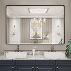LOAAO 60X40 Inch Black Metal Framed Bathroom Mirror - Image 8