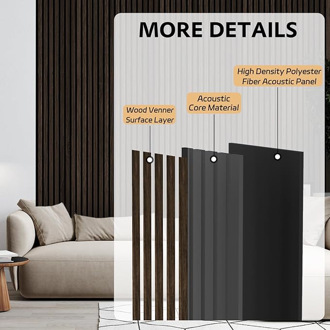 4 Pack Wood Panels for Wall, 47.2"×23.6" Wood Slat Acoustic Panels for Wall - Image 3