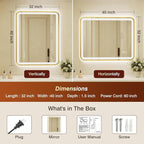 32x40 Inch Gold Framed LED Bathroom Mirror - Image 2