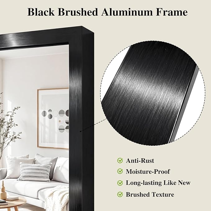 Koonmi Black Mirrors for Wall, 30x60 Inch Bathroom Mirror, Rectangular Wall - Image 4